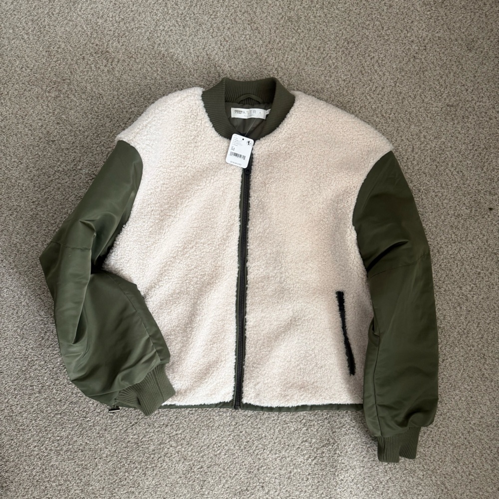 ASTR Olive and Cream Bomber Jacket